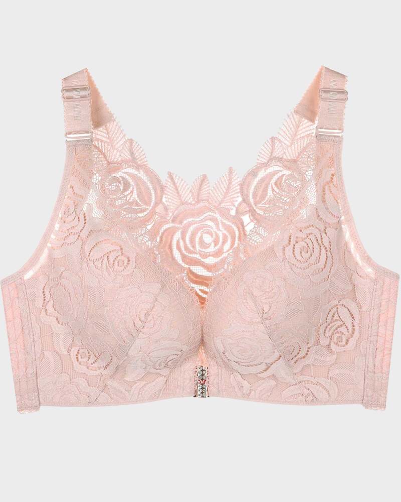 Chiccorsets® Rose Embroidery Front Closure Bra