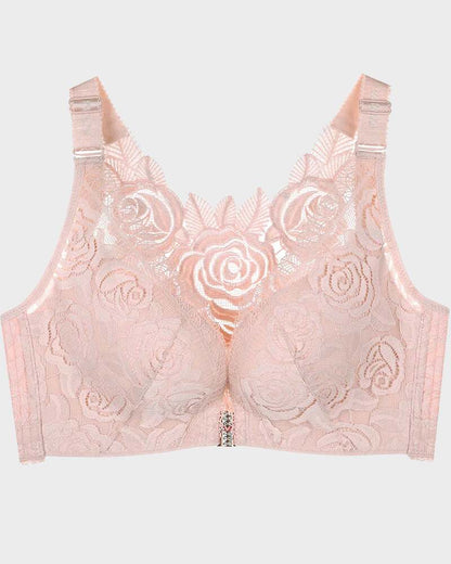 Chiccorsets® Rose Embroidery Front Closure Bra