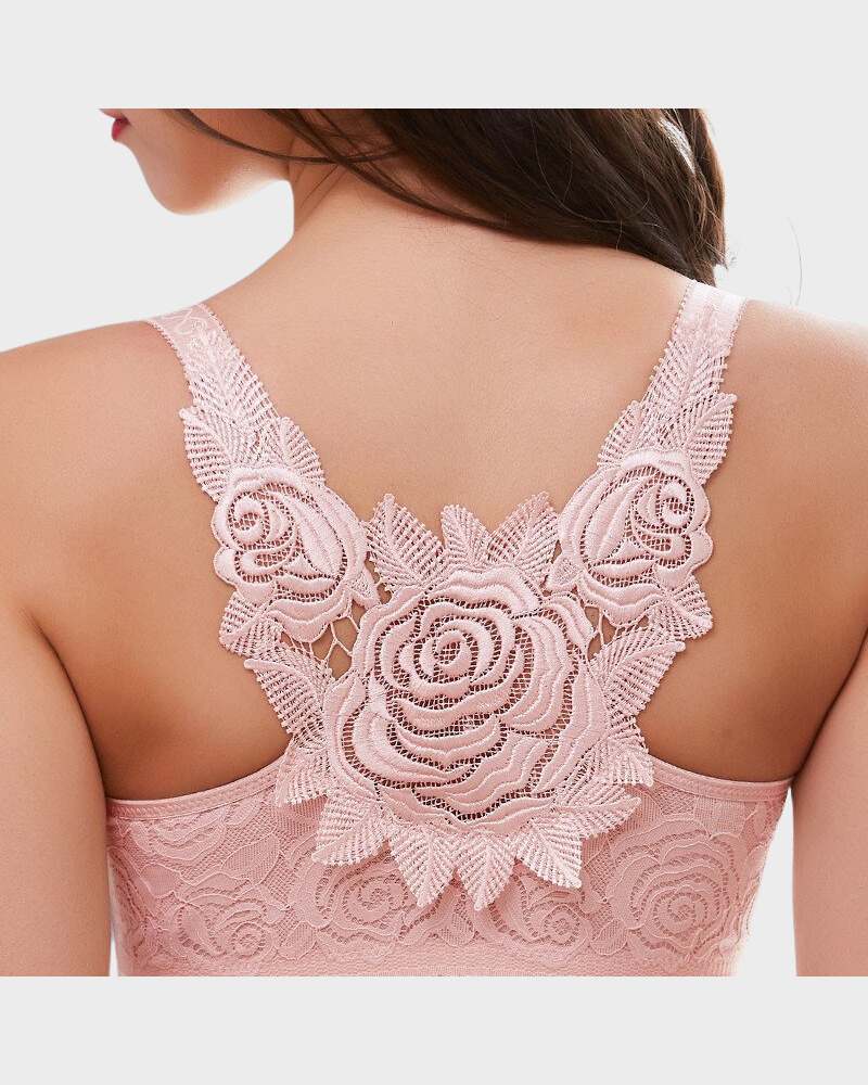 Chiccorsets® Rose Embroidery Front Closure Bra