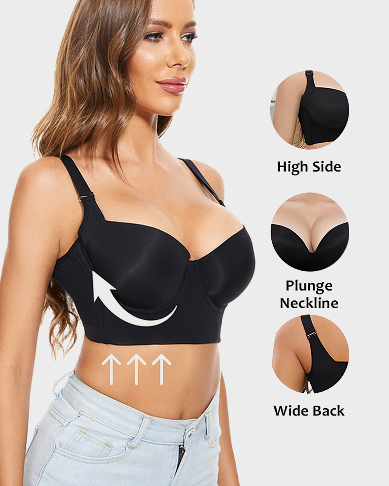 Chiccorsets® Push-Up Back Smoothing Bra - Black+Beige (2 PACK）