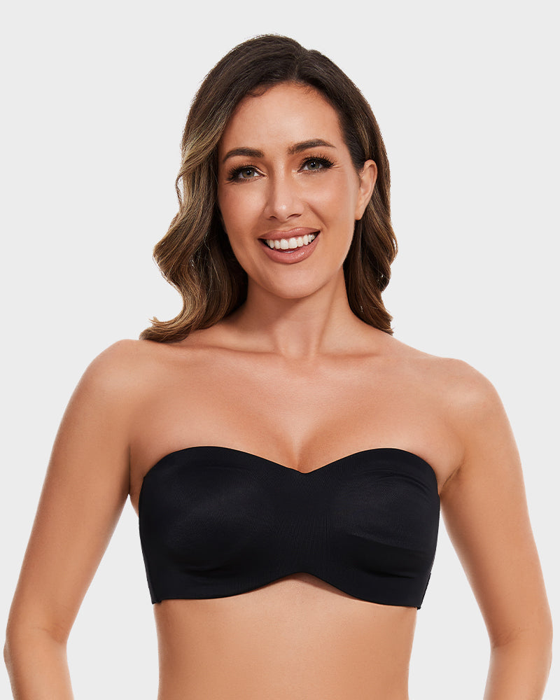 Chiccorsets® Full Support Non-Slip Convertible Bandeau Bra-Black