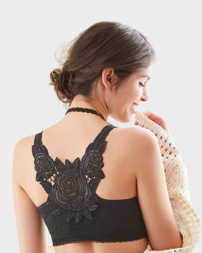 Chiccorsets® Rose Embroidery Front Closure Bra