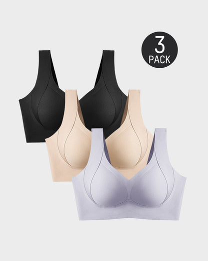 Chiccorsets®-Daily Comfort Wireless Shaper Bra-BLACK+GREY+SKIN