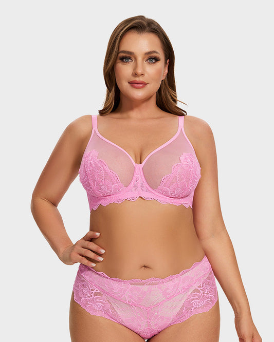 Chiccorsets® Full Coverage Lace Pink Minimizer Bra