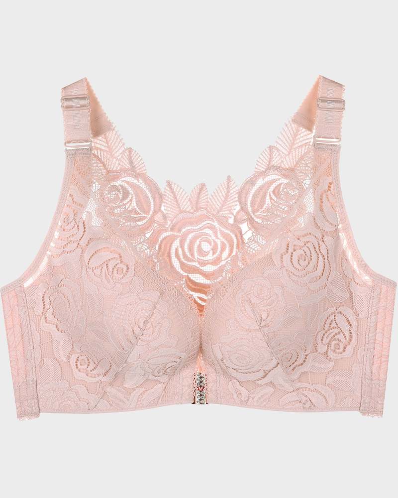 Chiccorsets® Rose Embroidery Front Closure Bra