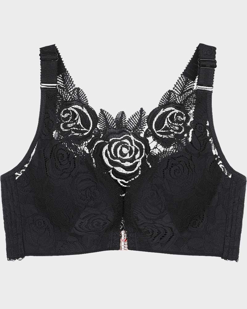 Chiccorsets® Rose Embroidery Front Closure Bra