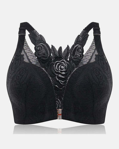 Chiccorsets® Rose Embroidery Front Closure Bra