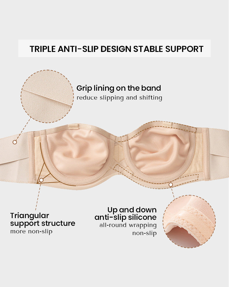 Chiccorsets® Full Support Non-Slip Convertible Bandeau Bra -Nude