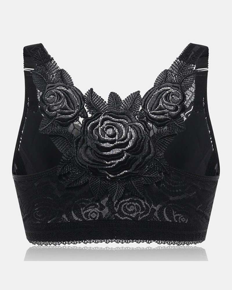 Chiccorsets® Rose Embroidery Front Closure Bra