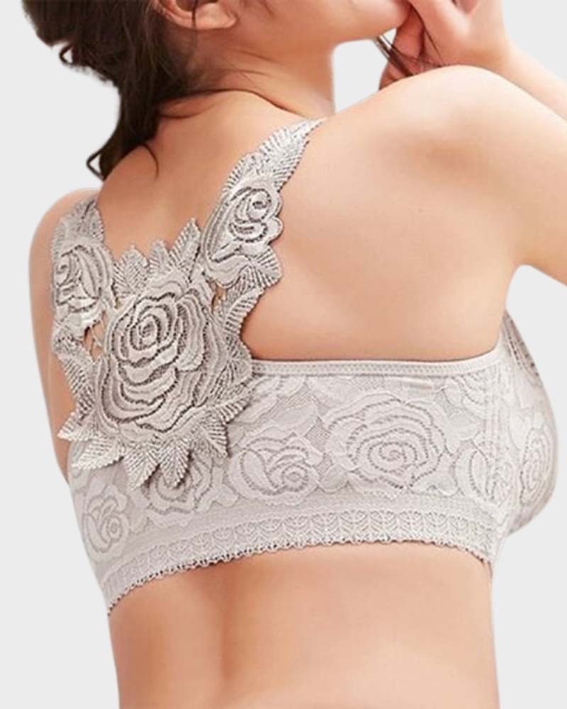 Rose Embroidery Front Closure Bra