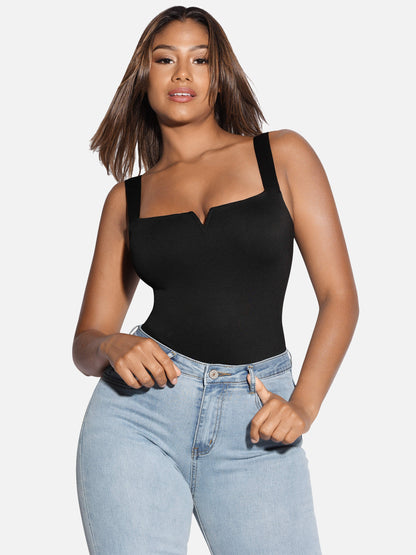 V Neck Tummy Control Thong Bodysuit