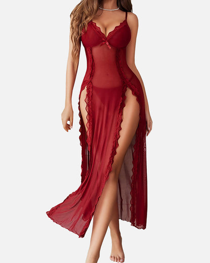 Chiccorsets® Sexy Mesh V Neck Side Split Nightdress