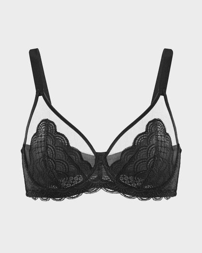 Chiccorsets® Full Coverage Lace Black Minimizer Bra