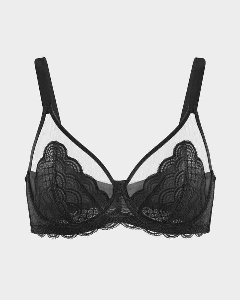 Chiccorsets® Full Coverage Lace Black Minimizer Bra