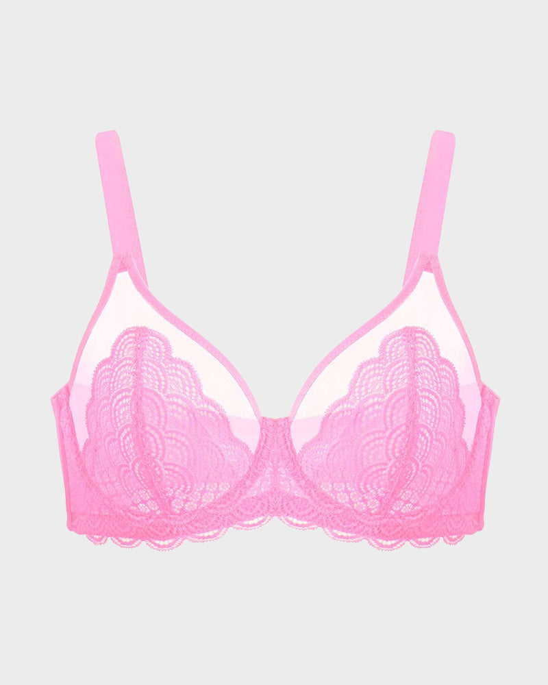 Chiccorsets® Full Coverage Lace Pink Minimizer Bra