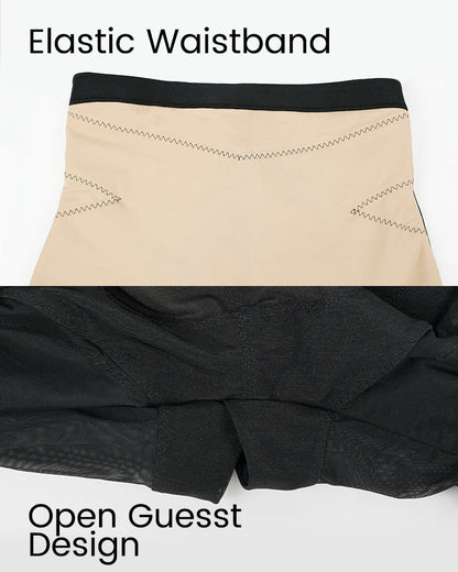 High Waist Criss-Cross Mesh Shaping Mid-Thigh Shorts