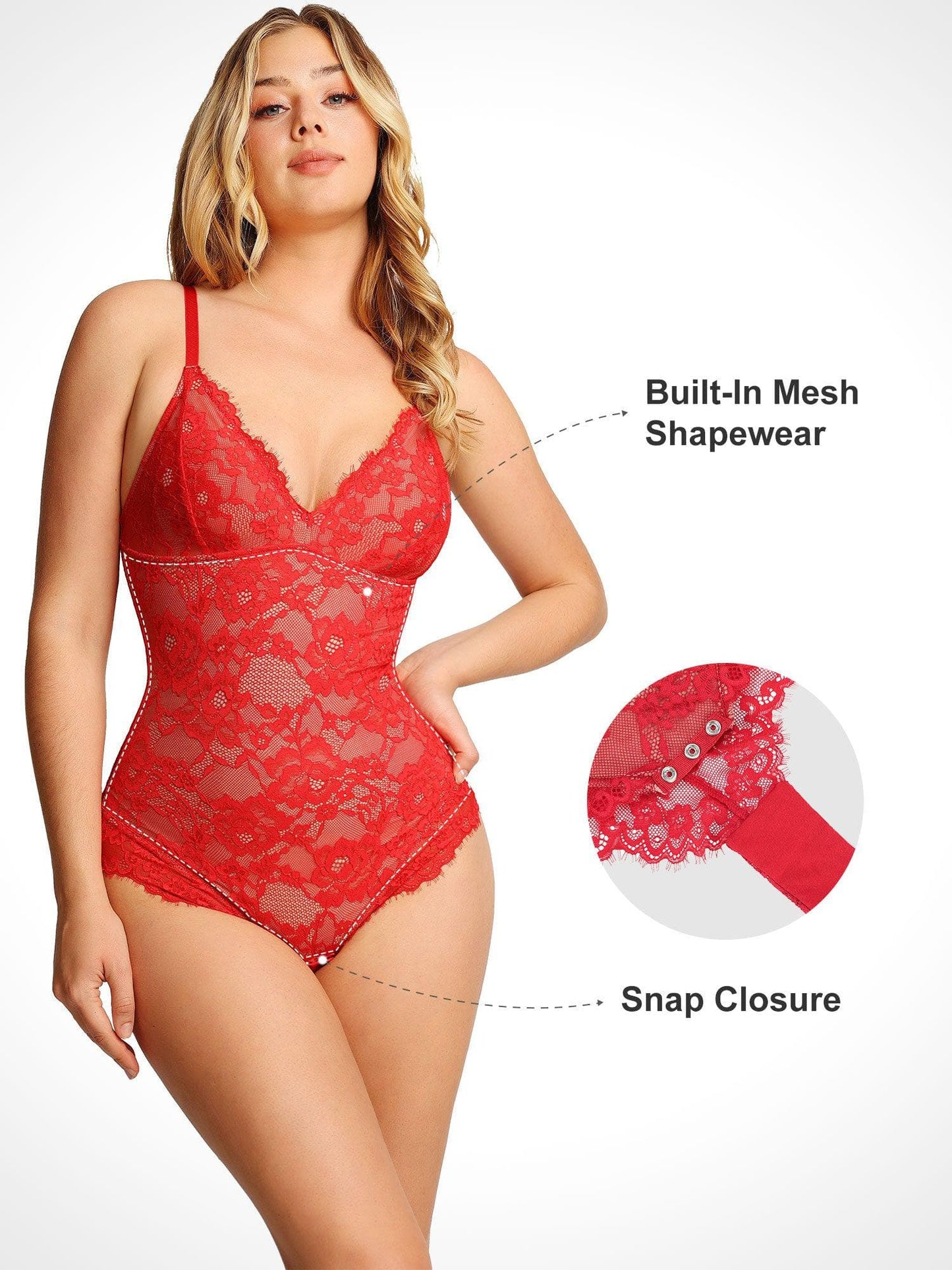 Shapewear Firm Control Smoothing Full Lace Thong Bodysuit