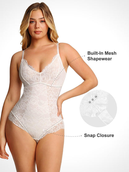 Shapewear Firm Control Smoothing Full Lace Thong Bodysuit