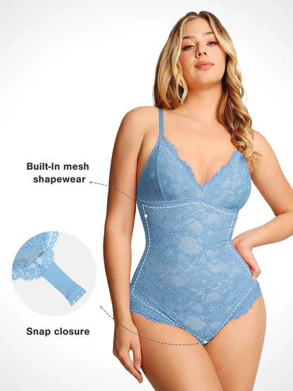 Shapewear Firm Control Smoothing Full Lace Thong Bodysuit