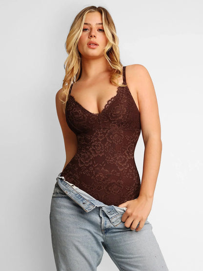 Shapewear Firm Control Smoothing Full Lace Thong Bodysuit