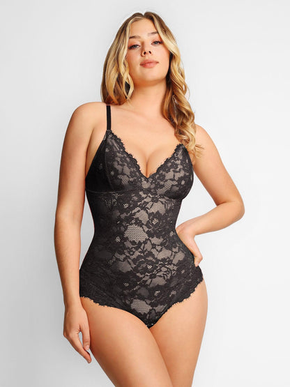 Shapewear Firm Control Smoothing Full Lace Thong Bodysuit