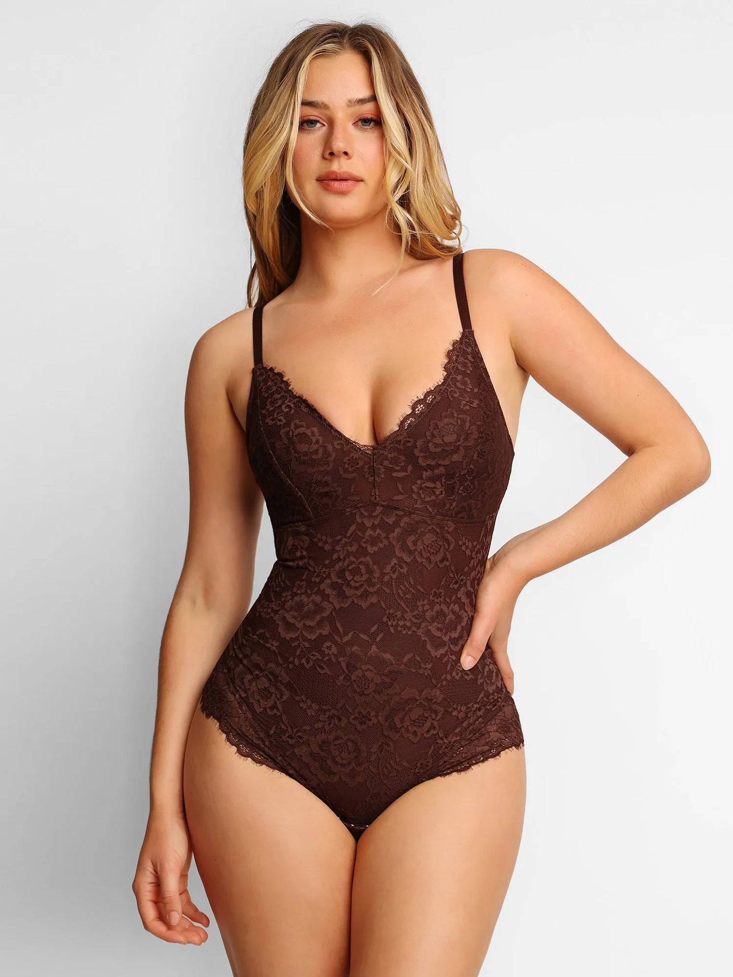 Shapewear Firm Control Smoothing Full Lace Thong Bodysuit