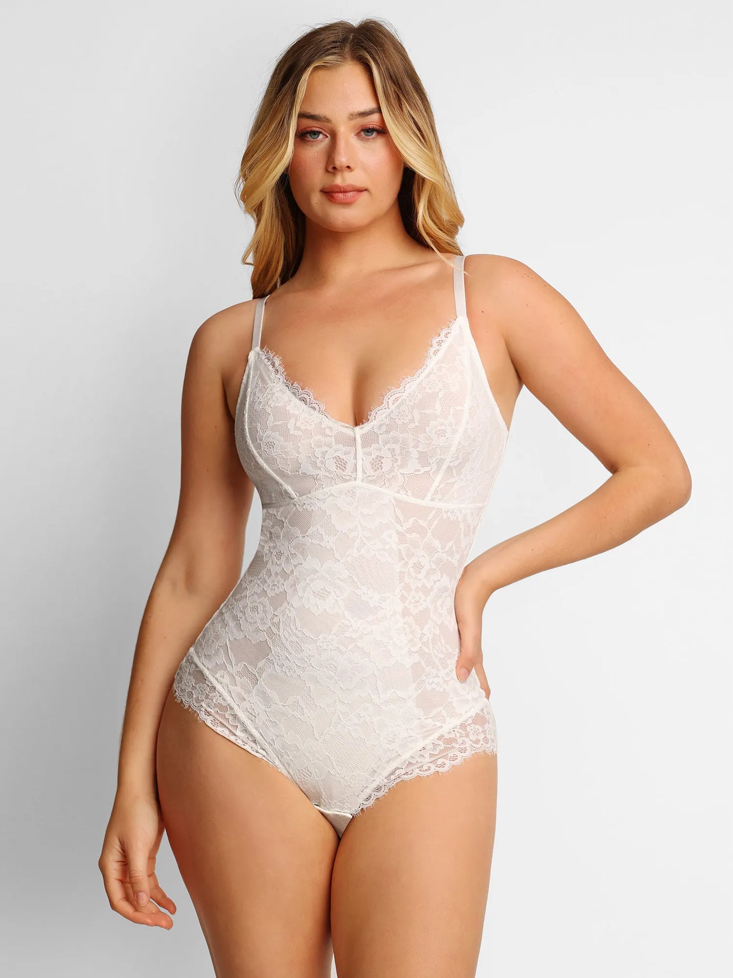 Shapewear Firm Control Smoothing Full Lace Thong Bodysuit