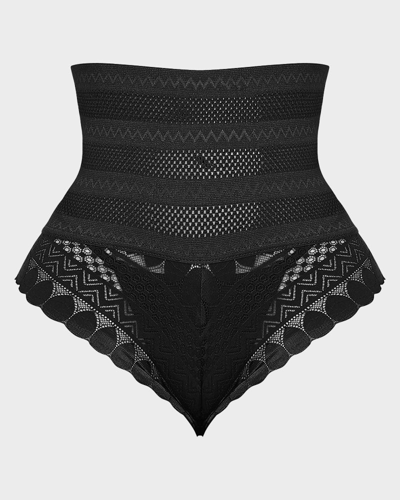 Chiccorsets®High Waist Lace Mesh Tummy Control Shaping Panty